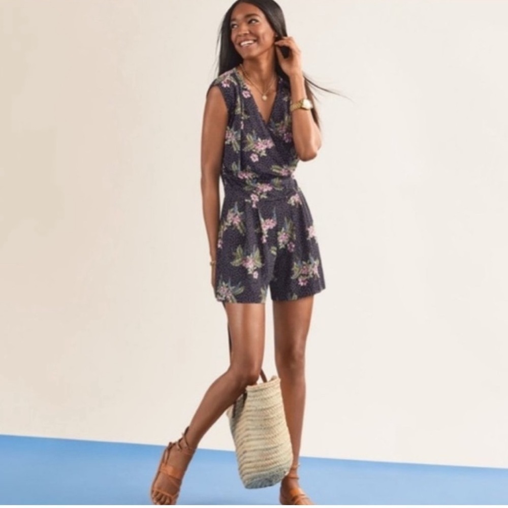 CAbi Floral Jumpsuit in Navy and Pink
